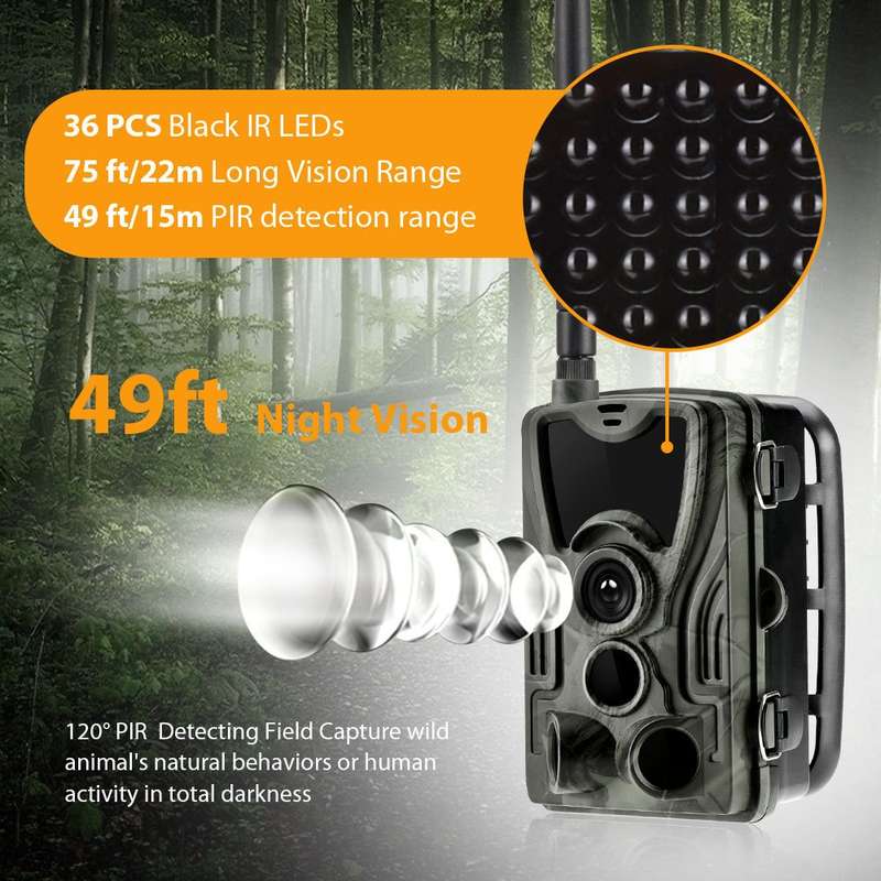 HC801LTE 4G EU Version Waterproof IP65 IR Night Vision Security 16MP Hunting Trail Camera, 120 Degre