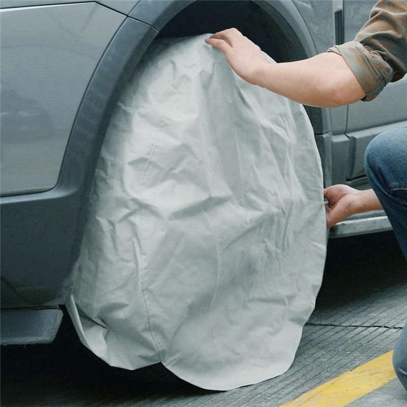 4PCS 210D Oxford Cloth RV Caravan Tire Dustproof and Waterproof Cover For 27-29 inch (Silver)