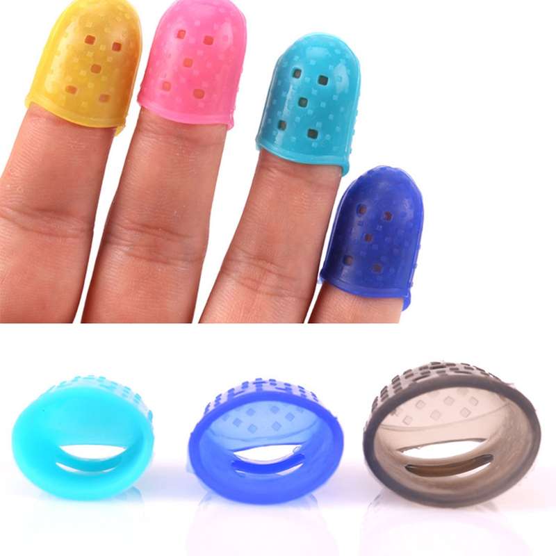 10 PCS Guitar Ukulele Stringed Instrument Finger Protector Anti-pain Finger Cap in Random Color Deli