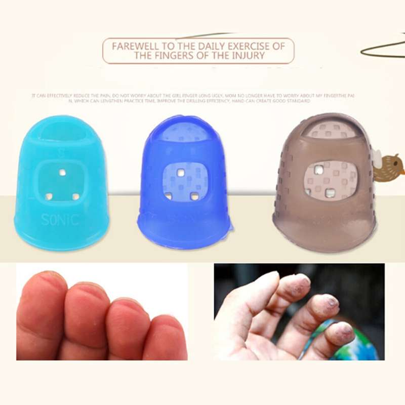 10 PCS Guitar Ukulele Stringed Instrument Finger Protector Anti-pain Finger Cap in Random Color Deli