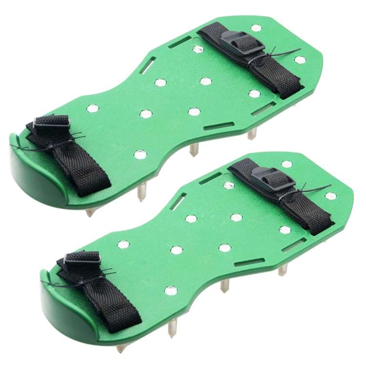 Garden Lawn Garden Tools Grass Ripper Spiked Shoes with 4 Plastic Buckles (Black)