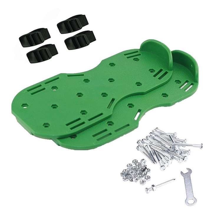 Garden Lawn Garden Tools Grass Ripper Spiked Shoes with 4 Plastic Buckles (Black)
