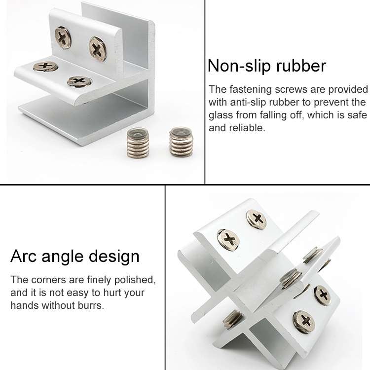 5 PCS Aluminum Alloy Glass Combination Clamp Cabinet Partition Fixing Clip, 90 degrees Cliped 10-12m