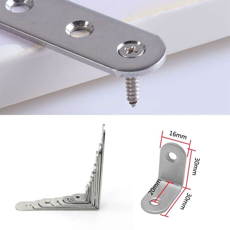 50pcs Stainless Steel 90 Degree Angle Bracket,Corner Brace Joint Bracket Fastener Furniture Cabinet
