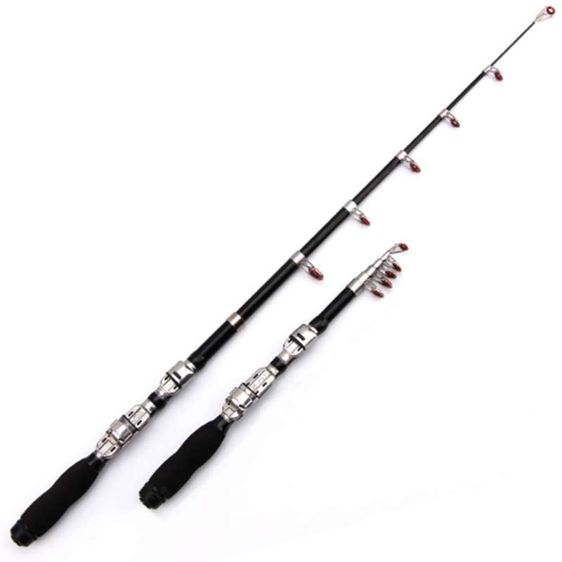 32cm Portable Telescopic Sea Fishing Rod Mini Fishing Pole, Extended Length : 1.5m, Black Clip Reel