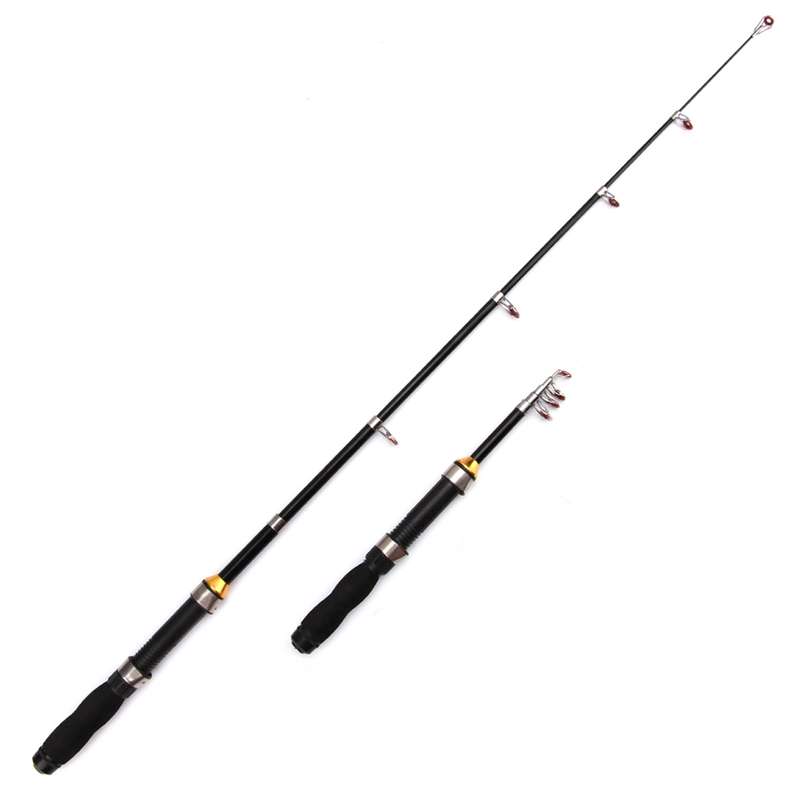 32cm Portable Telescopic Sea Fishing Rod Mini Fishing Pole, Extended Length : 1.5m, Black Clip Reel