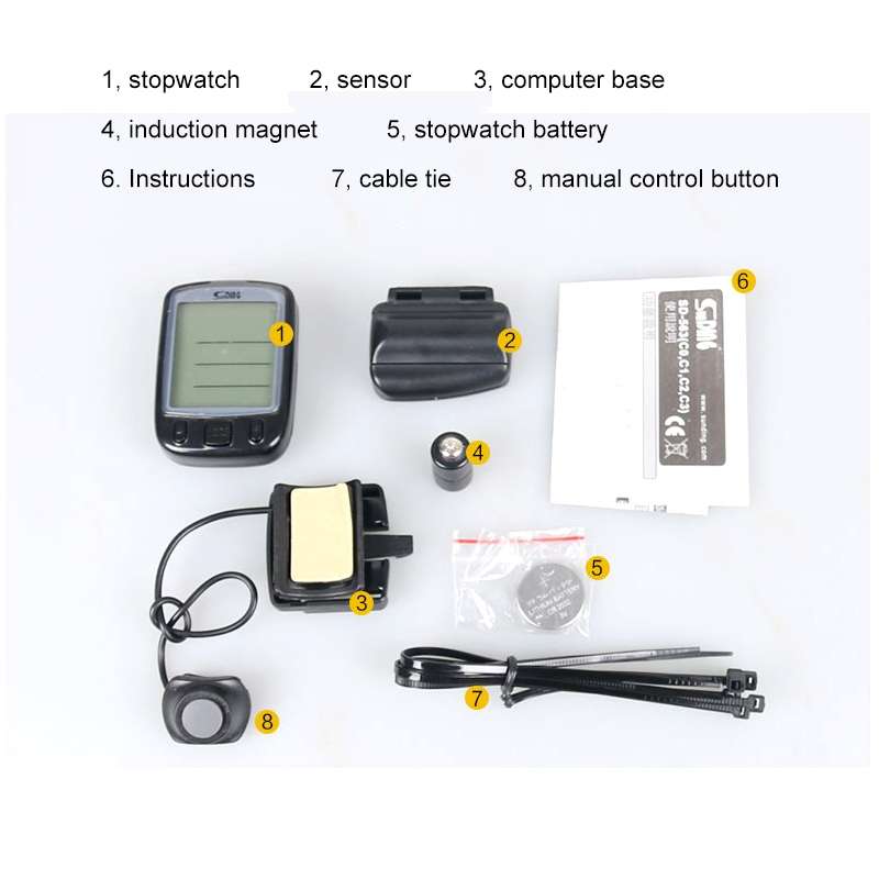 SUNDING 563C Bike Bicycle Waterproof Wireless LCD Screen Luminous Mileage Speedometer Odometer, Chin