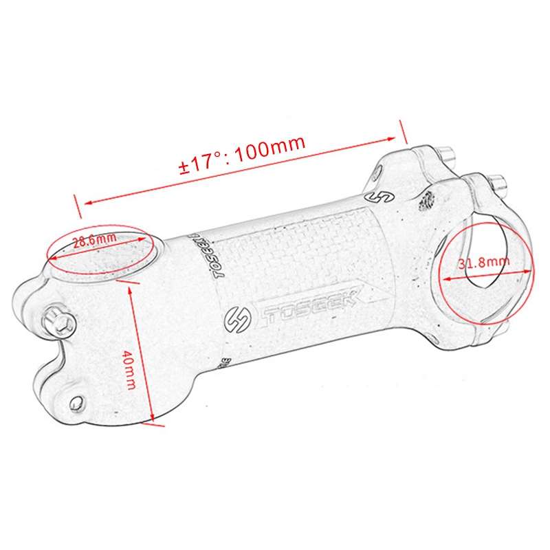 TOSEEK Road Mountain Bike Ultra-light Handlebar Stem Riser Faucet, Size: 17 Degree, 70mm (Gloss)