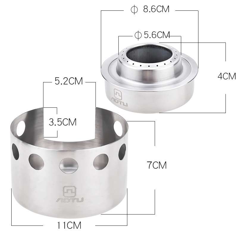 AOTU AT6387 Outdoor Portable Camping Windproof Alcohol Stove with Cover