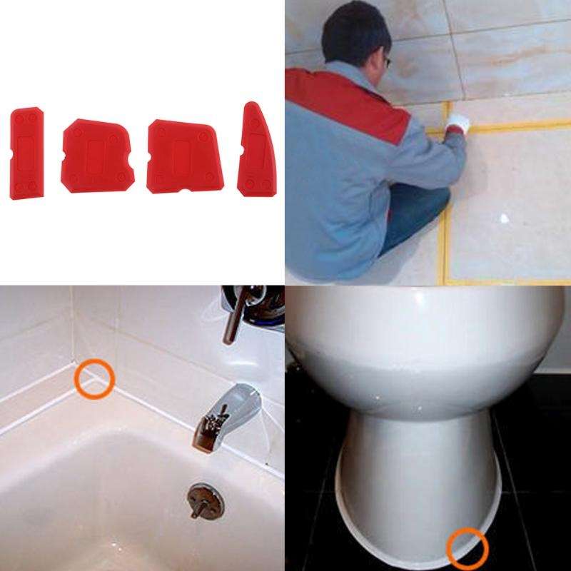 4 PCS Silicone Glass Scraper Environmentally Friendly Material Tile Beauty Seam Tools(Red)