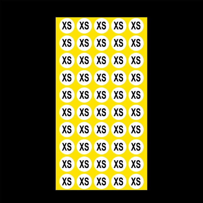 1000 PCS Round Shape Size Sticker Clothes Size Label, Size: XS