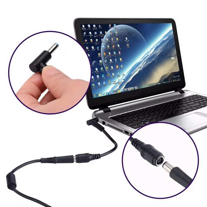 4.5 x 3.0mm Bent Male to 7.4 x 5.0mm Female Interfaces Power Adapter Cable for Laptop Notebook, Leng