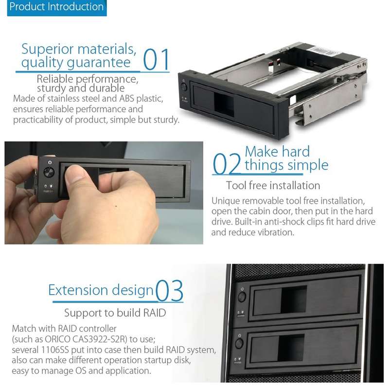 ORICO 1106SS CD-ROM Space HDD Mobile Rack Internal 3.5 inch HDD Convertor Enclosure(Black)