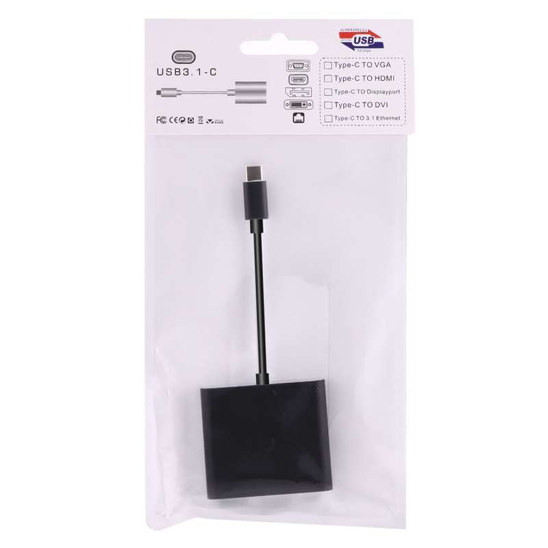 USB-C / Type-C 3.1 Male to USB-C / Type-C 3.1 Female & HDMI Female & USB 3.0 Female Adapter(Silver)