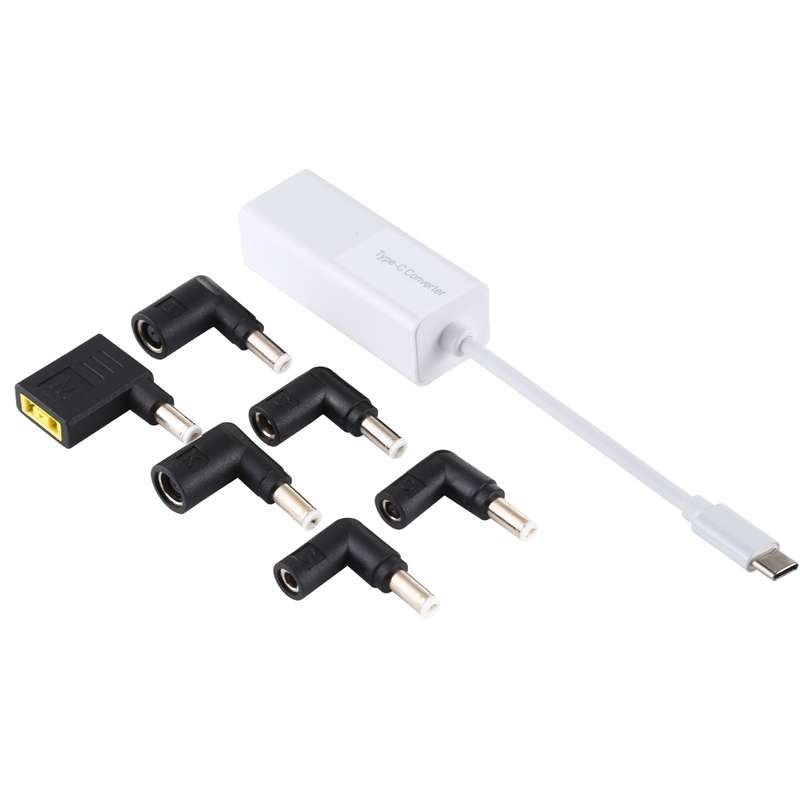 Laptop Power Adapter 65W USB-C / Type-C Converter to 6 in 1 Power Adapter (White)