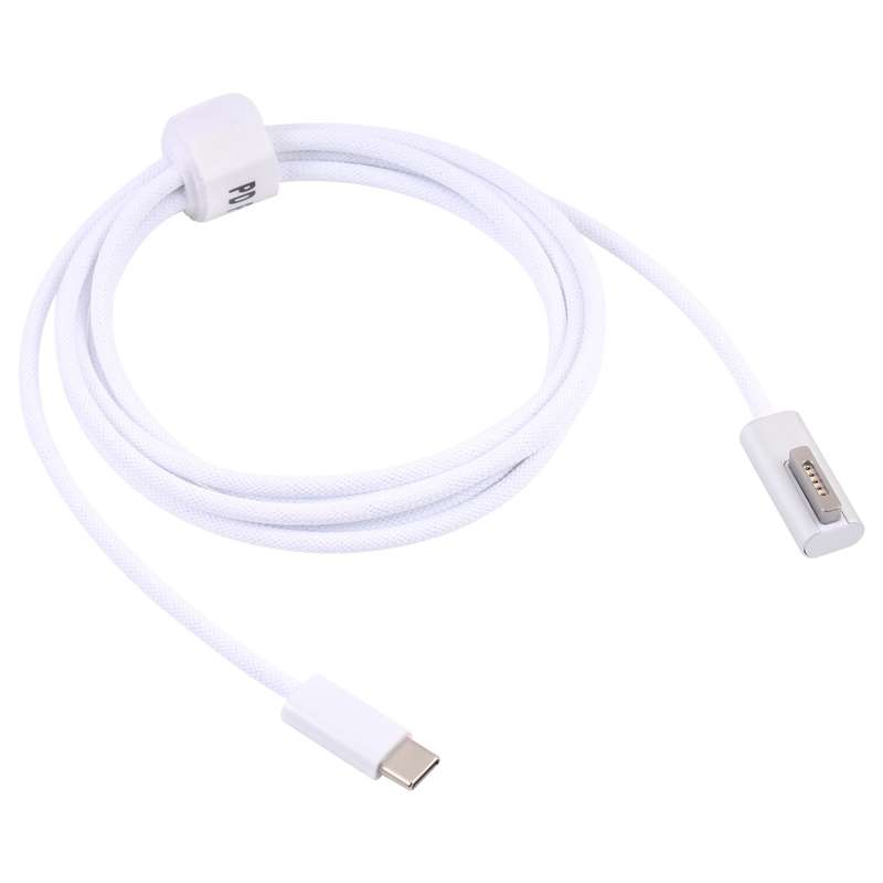 45W / 60W / 65W / 85W 5 Pin MagSafe 2 (T-Shaped) to USB-C / Type-C PD Charging Cable(White)