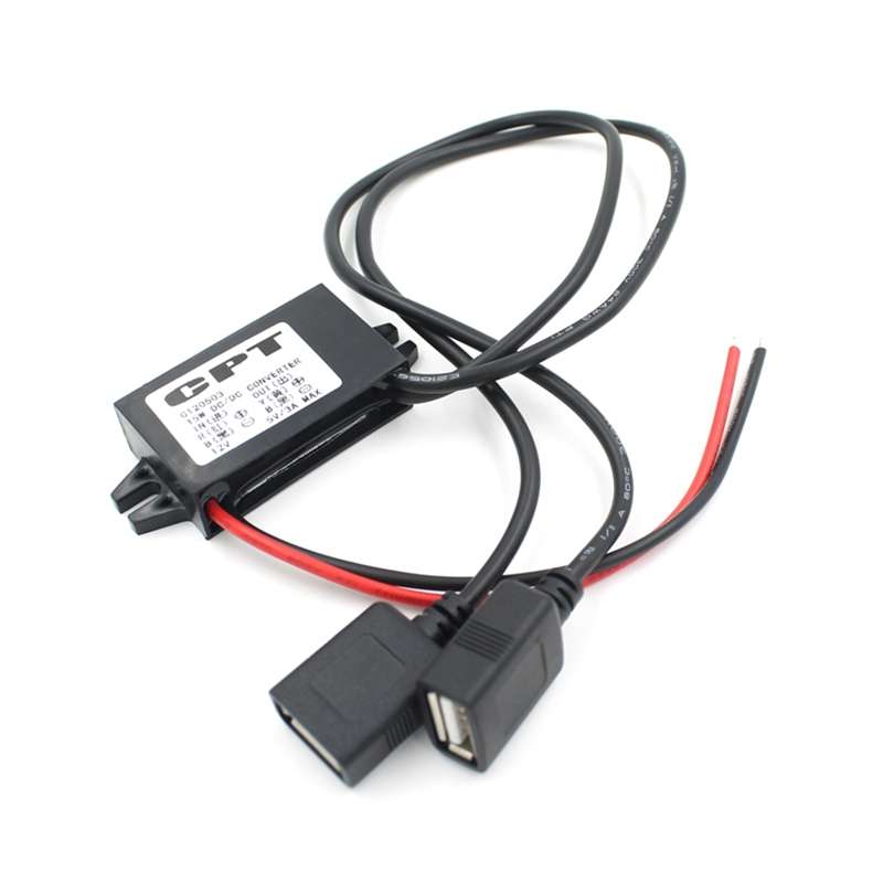 Car Motorcycle Dual USB Car Charger DC 12V To 5V 3A Power Adapter with for Car GPS Tracker DVR, Leng