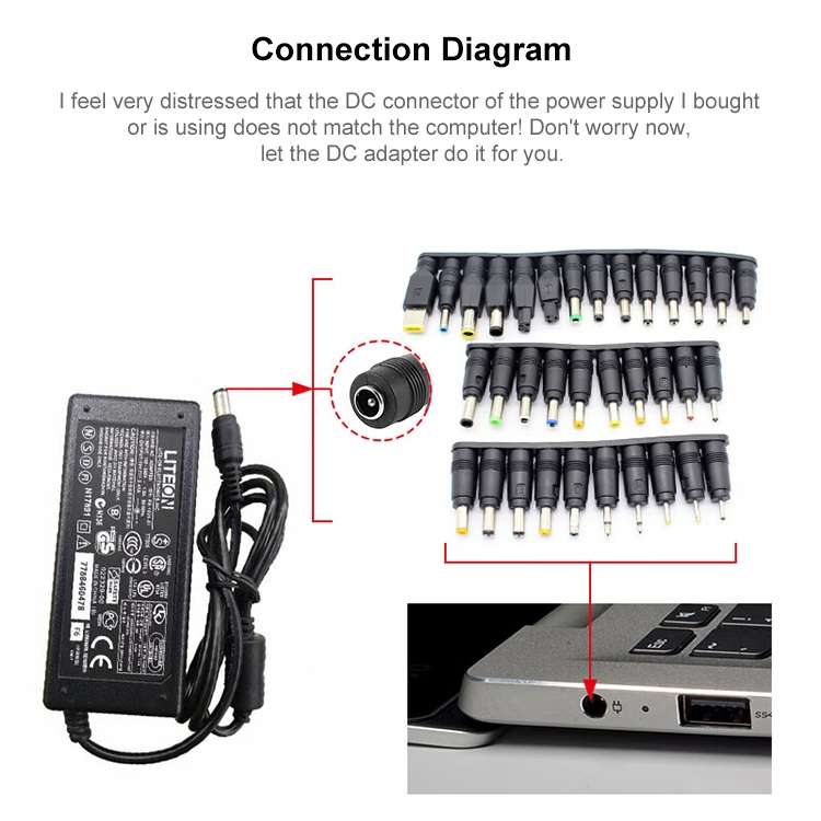 5.5x2.1mm Female to Multiple Male Interfaces 8 in 1 Power Adapters Set for HP / Sony / Acer / ASUS /