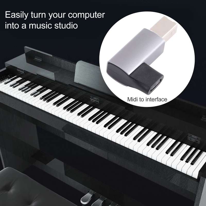 USB-C / Type C Female to USB 2.0 B MIDI Male Adapter for Electronic Instrument / Printer / Scanner /