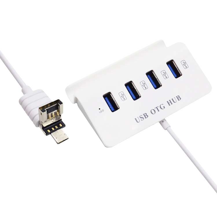 H-506 4 in 1 Micro USB / USB to 4 USB 2.0 Interface OTG Docking Station HUB with Stand Function