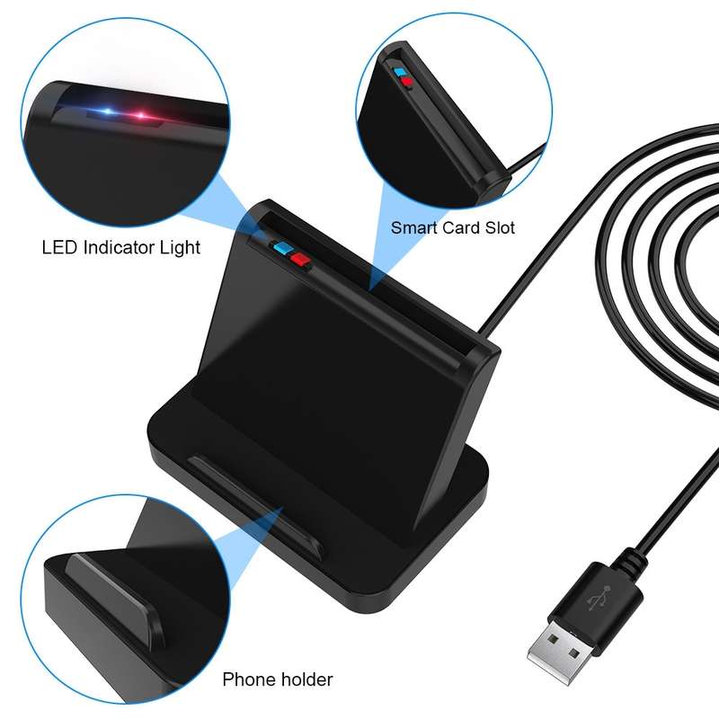 Rocketek SCR816 USB2.0 CAC / SIM / IC / ATM Smart Card Reader (Black)