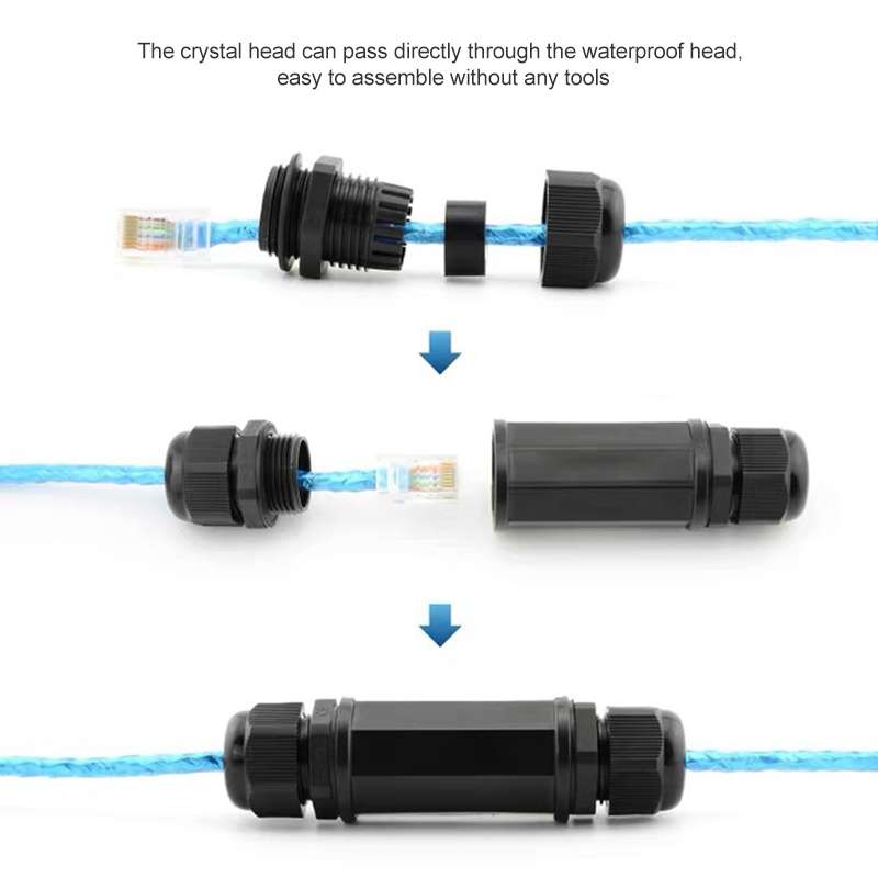 RJ45 to 2 x RJ45 Ethernet Network Coupler Thunder Lightning Protection (Black)