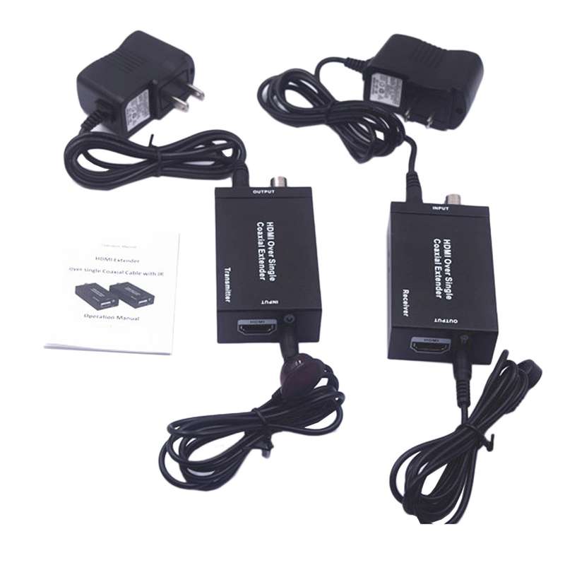 NK-C100IR 1080P HDMI Over Single Coaxial Extender Transmitter + Receiver with IR Coaxial Cable, Sign
