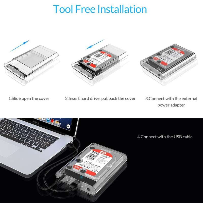 ORICO 3139U3 3.5 inch SATA HDD USB 3.0 Micro B External Hard Drive Enclosure Storage Case(Transparen