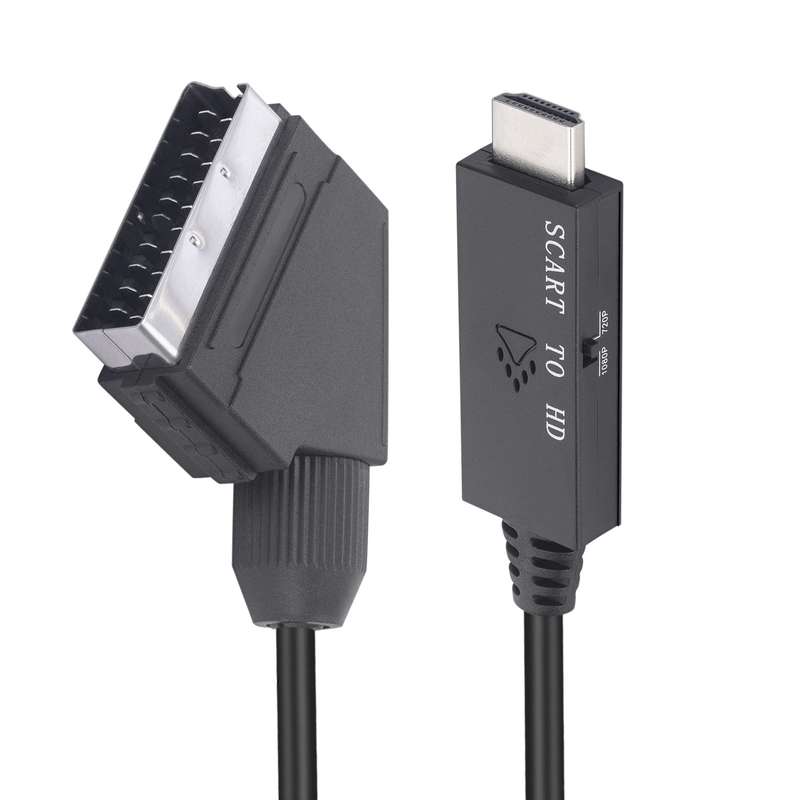 Scart To HDMI-Compatible Converter Video Audio Adapter Cable (Black)