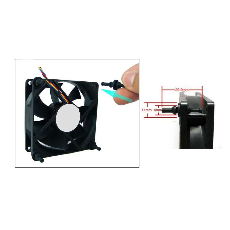 4 PCS 65mm Anti Vibration Soft Damping Nail Rubber Silicone Computer Fan Screw (Black)