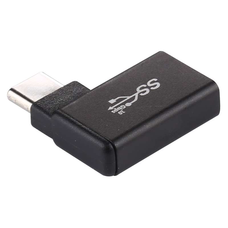 Type-C / USB-C Male to USB 3.2 Female 90 Degree Elbow Head Aluminium Alloy Adapter (Black)