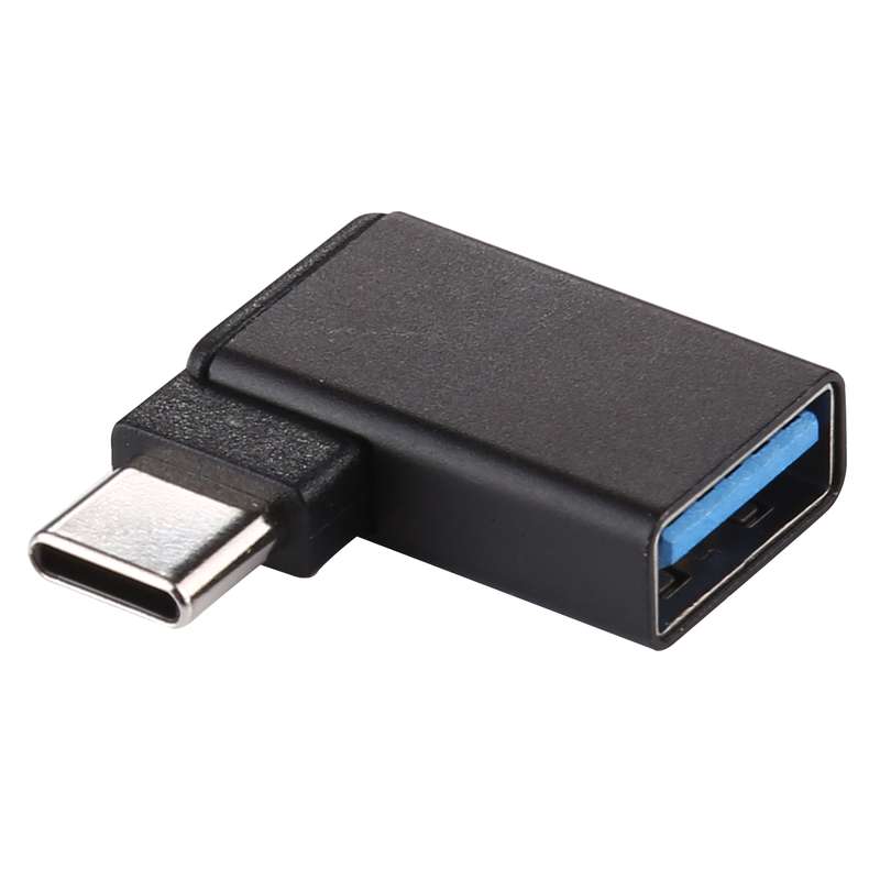 Type-C / USB-C Male to USB 3.2 Female 90 Degree Elbow Head Aluminium Alloy Adapter (Black)