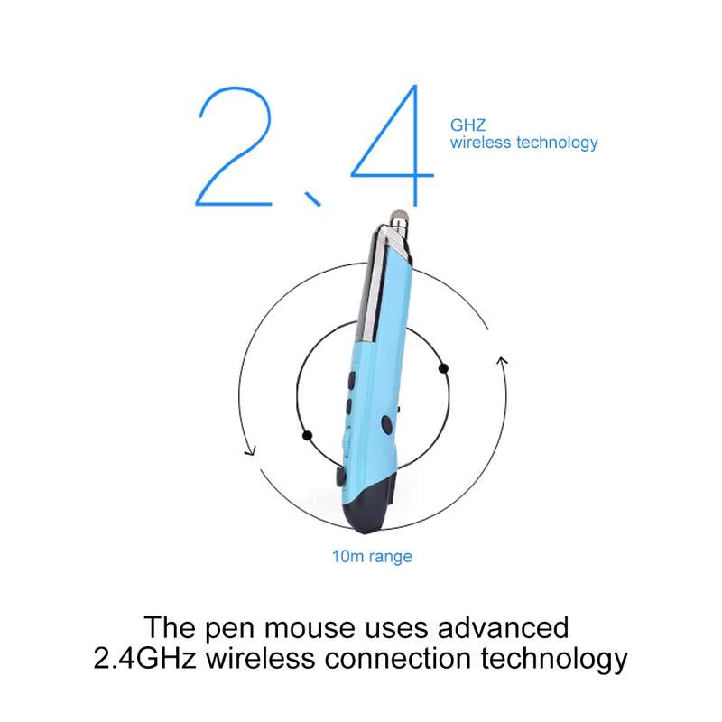 PR-08 6-keys Smart Wireless Optical Mouse with Stylus Pen & Laser Function (Blue)