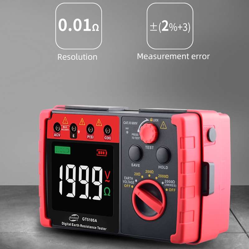 BENETECH GT5105A Professional LCD Digital Resistance Tester Meter Megger Earth Ground Resistance Vol
