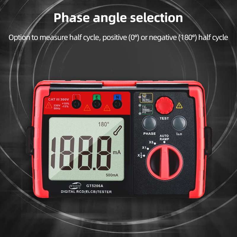 BENETECH GT5206A Professional LCD Digital Leakage Protector Switch Tester