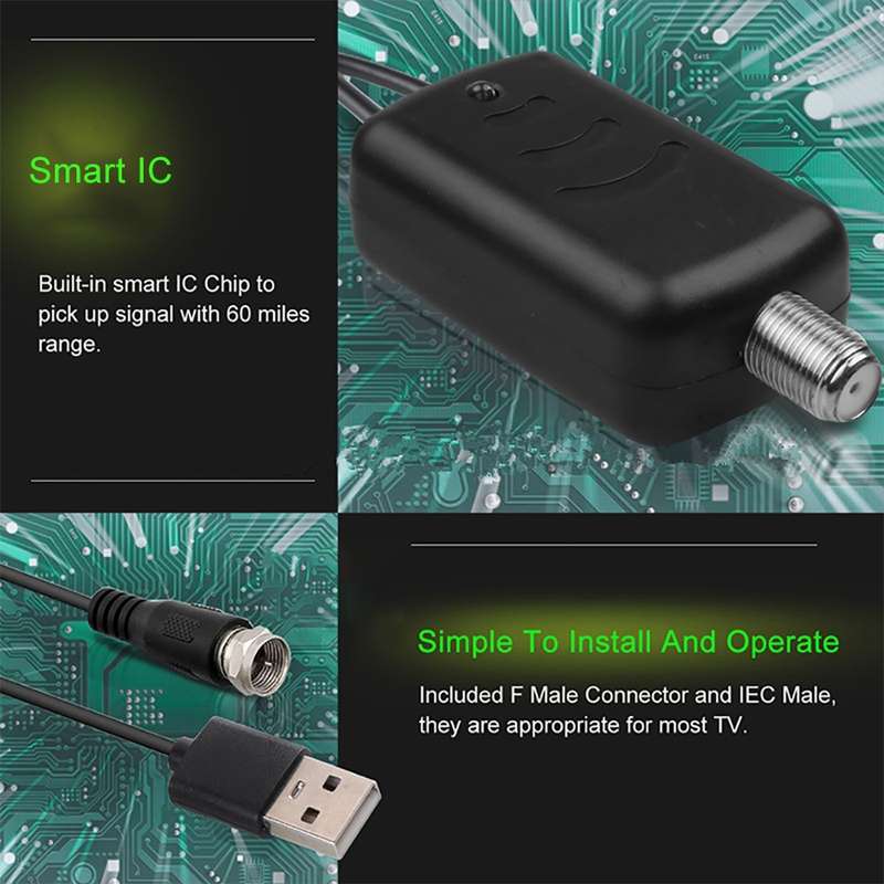 USB Connector Signal Booster Amplifier + IEC Converter Head