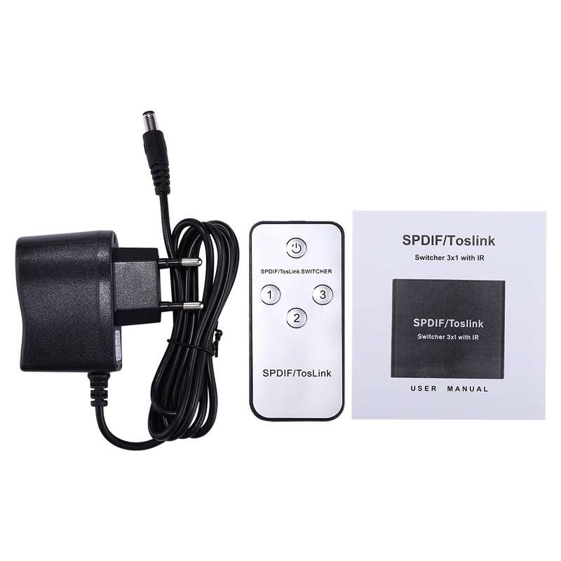 NK-3X1 Full HD SPDIF / Toslink Digital Optical Audio 3 x 1 Switcher Extender with IR Remote Controll