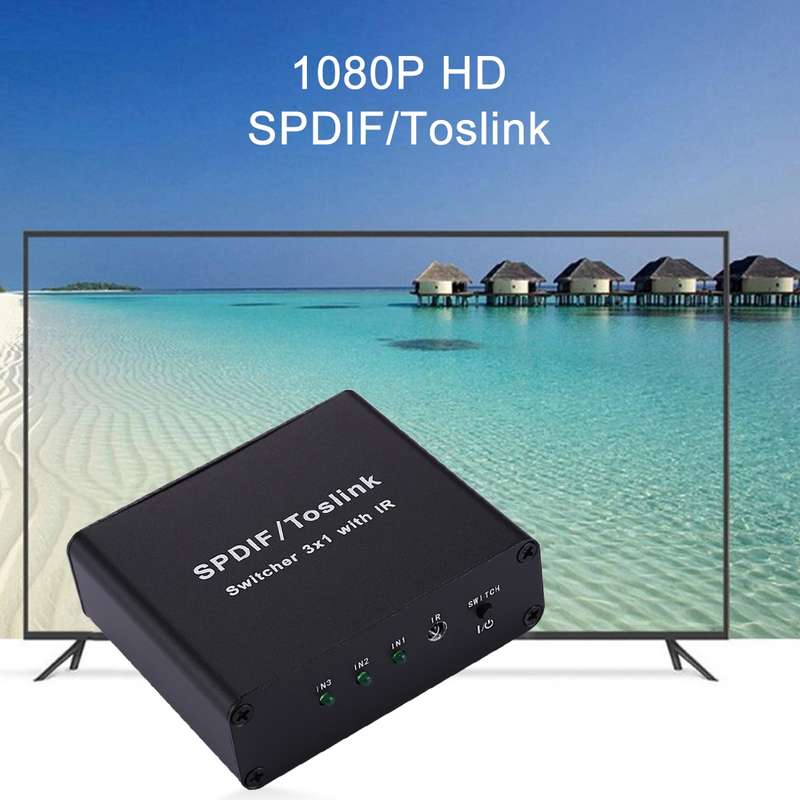 NK-3X1 Full HD SPDIF / Toslink Digital Optical Audio 3 x 1 Switcher Extender with IR Remote Controll