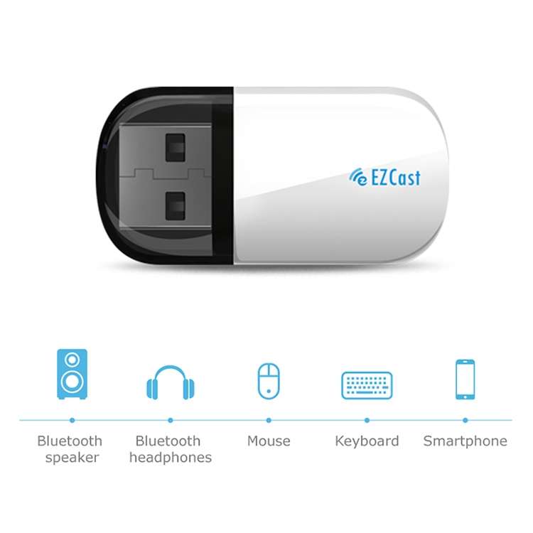 EZCast EZC-5200BS 600Mbps Dual Band WiFi + Bluetooth USB 2.0 Wireless Adapter (White)