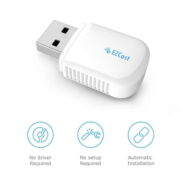 EZCast EZC-5200BS 600Mbps Dual Band WiFi + Bluetooth USB 2.0 Wireless Adapter (White)