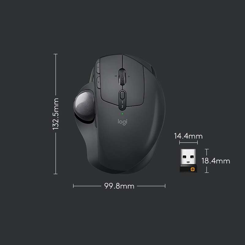Logitech MX ERGO 440DPI Bluetooth + Unifying Dual-mode Wireless Trackball Optical Mouse(Black)