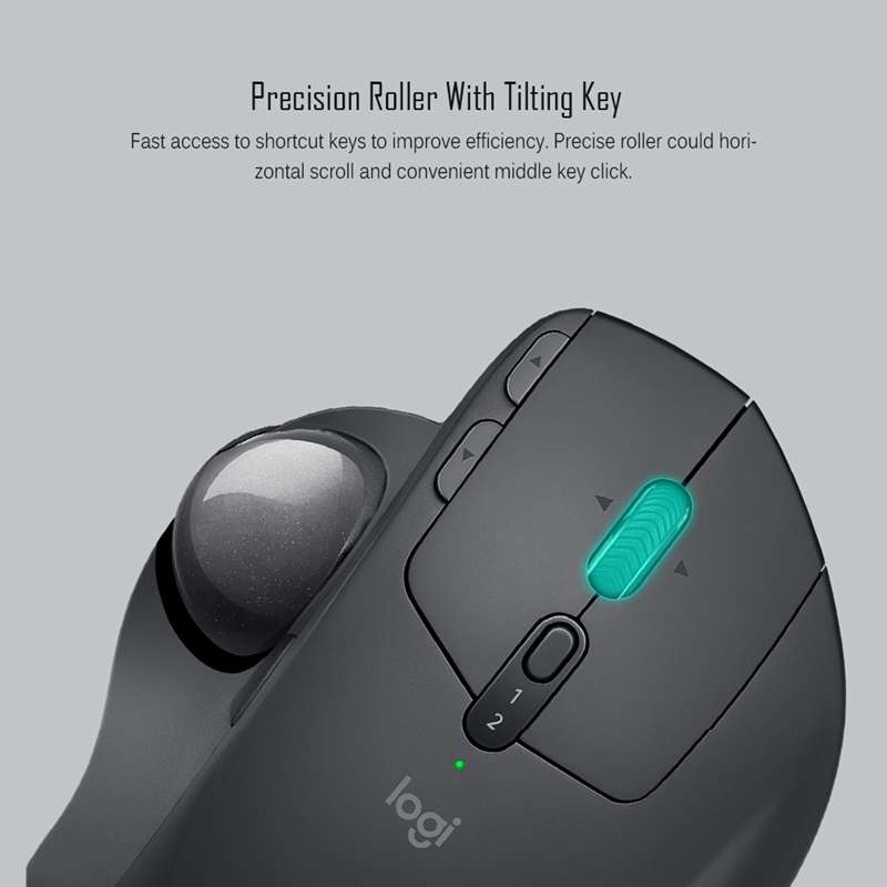 Logitech MX ERGO 440DPI Bluetooth + Unifying Dual-mode Wireless Trackball Optical Mouse(Black)
