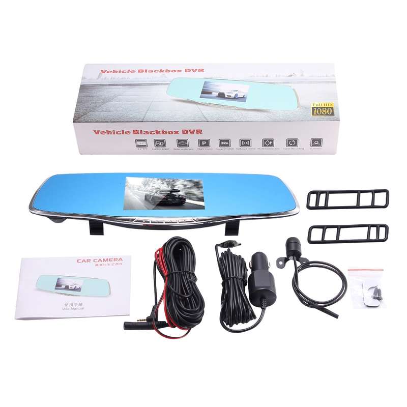 G835 HD 1080P 4.3 inch Screen Display Rearview Mirror Vehicle DVR, Generalplus 2248, 2 Cameras 170 D