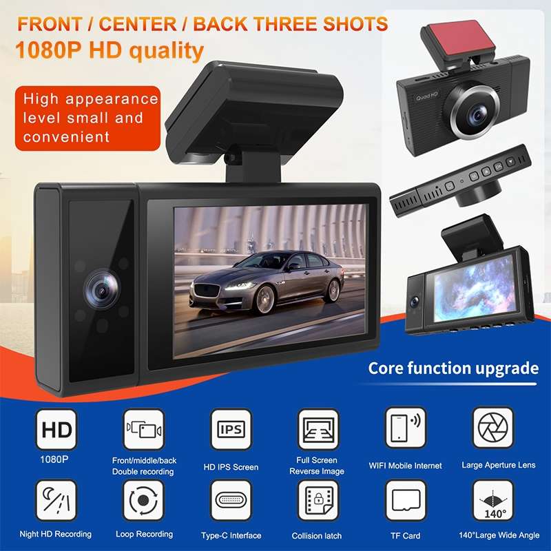 X12 1080P HD Panoramic Triple Recording WiFi Car Driving Recorder Support Mobile APP