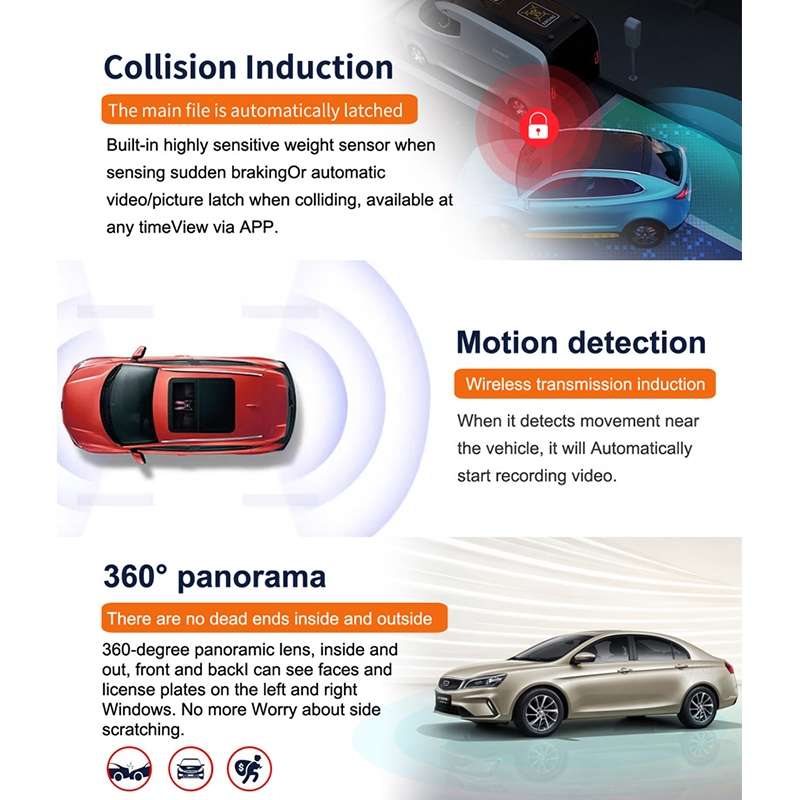 X12 1080P HD Panoramic Triple Recording WiFi Car Driving Recorder Support Mobile APP