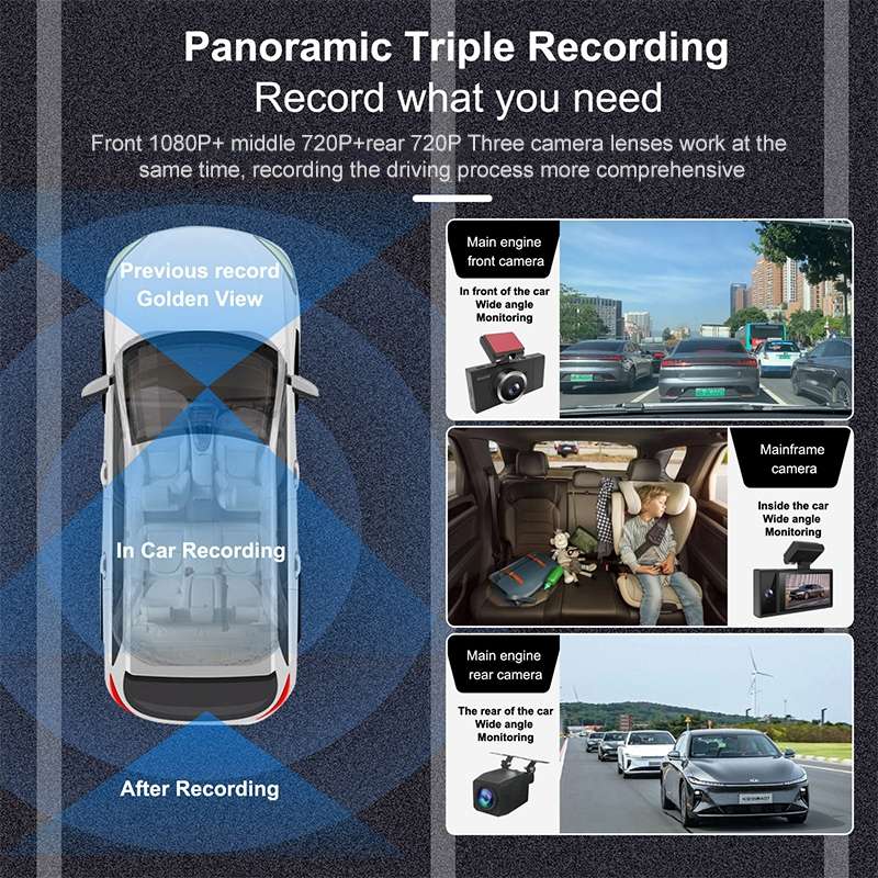 X12 1080P HD Panoramic Triple Recording WiFi Car Driving Recorder Support Mobile APP