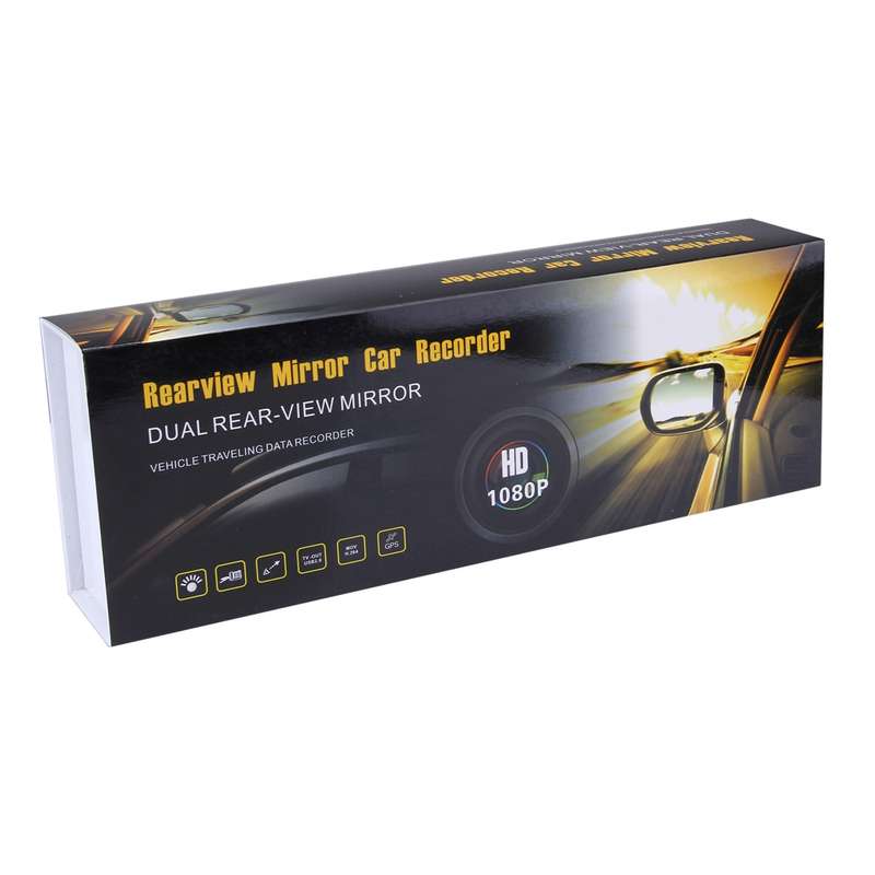 Left Screen Display Rearview Mirror Vehicle DVR, Allwinner Programs, 2 x Cameras 1080P HD 140 Degree