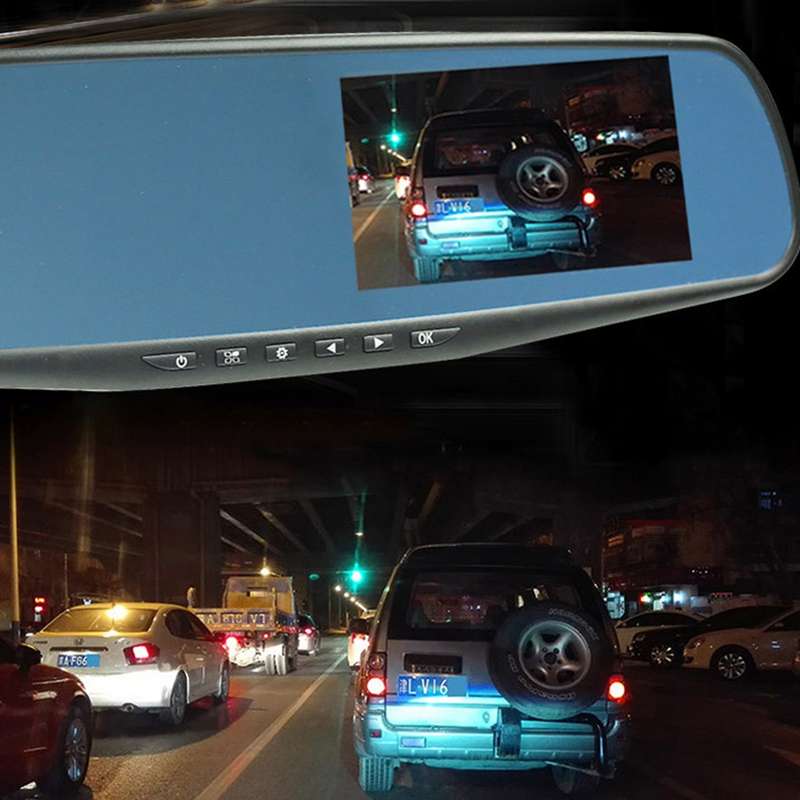 Left Screen Display Rearview Mirror Vehicle DVR, Allwinner Programs, 2 x Cameras 1080P HD 140 Degree