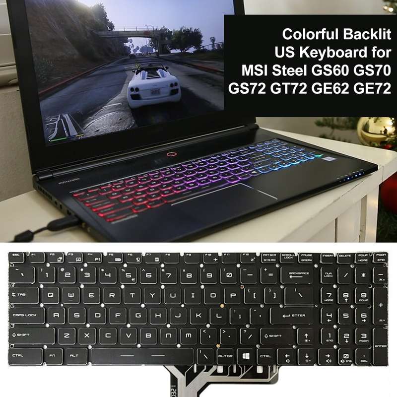 US Version Colorful Backlight Laptop Keyboard for MSI Steel GS60 / GS70 / GS72 / GT72 / GE62 / GE72