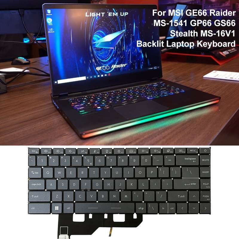 US Version Laptop Keyboard with Backlight for MSI GE66 Raider / MS-1541 / GP66 / MS-1542/1543 / GS66